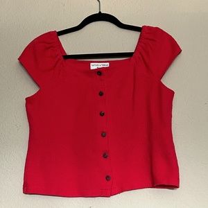 Madewell Texture & Thread Red Button Up - Small
